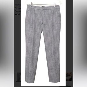 Banana Republic Pant Trouser Wool Plaid Grey Blue Stretch Lined Herringbone 14
